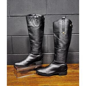 SAM EDELMAN Penny Black Leather Knee High Campus Boots Women’s 8 M